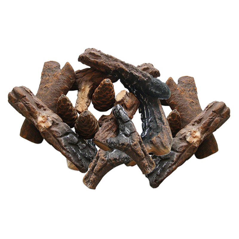 18 Piece Ceramic Fireplace Wood Log Set