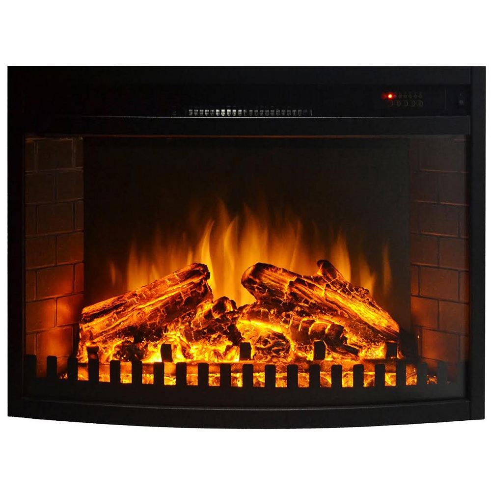 33 Inch Curved Ventless Electric Space Heater Built-in Recessed Firebox Fireplace Insert