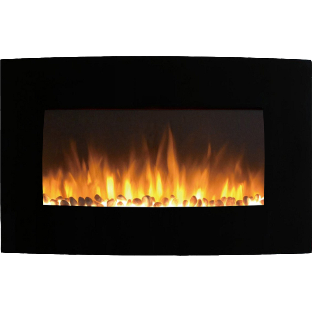 Soho 35 Inch Curved Black Pebble Wall Mounted Electric Fireplace