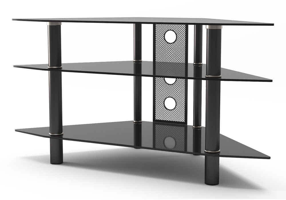 Ruby 44" Corner Glass TV Stand in Black