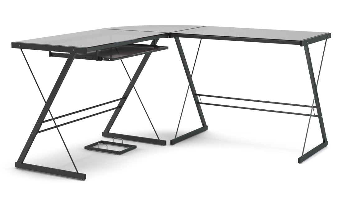 Madison L-Shaped Computer Desk in Black