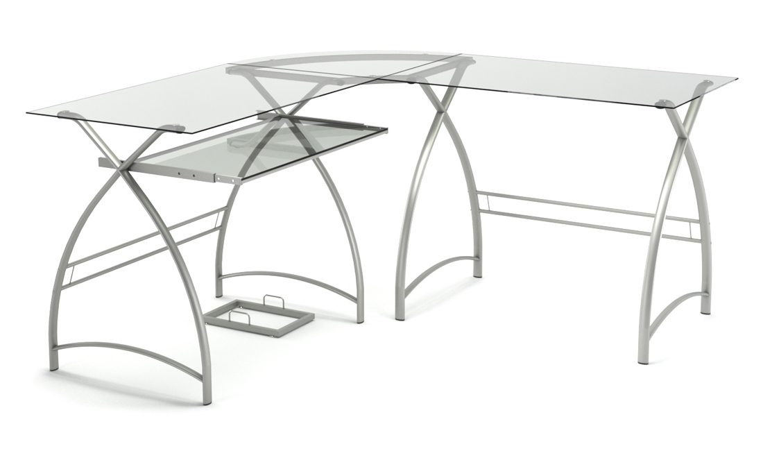 Stillman L Shaped Desk in Silver