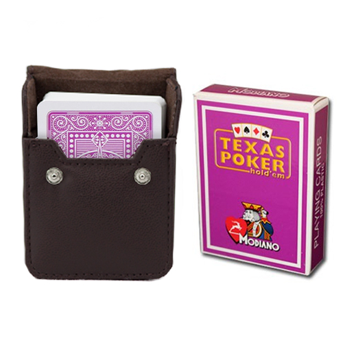 Purple Modiano Texas, Poker-Jumbo Cards w/ Leather Case 