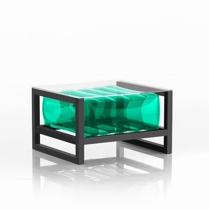 YOKO COFFEE TABLE EKO ALUMINIUM Frame CRYSTAL GREEN