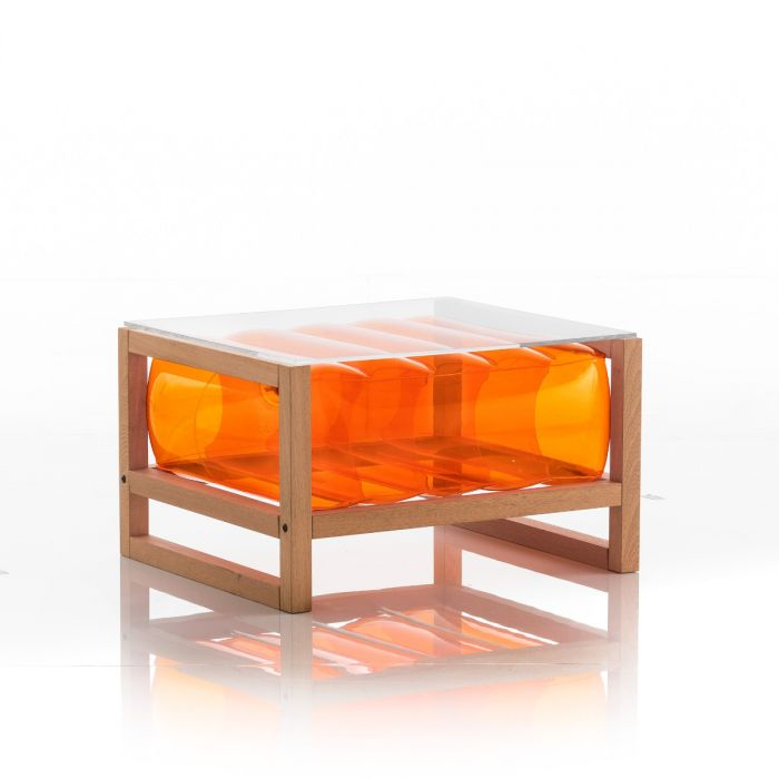 YOKO COFFEE TABLE EKO WOOD Frame CRYSTAL ORANGE