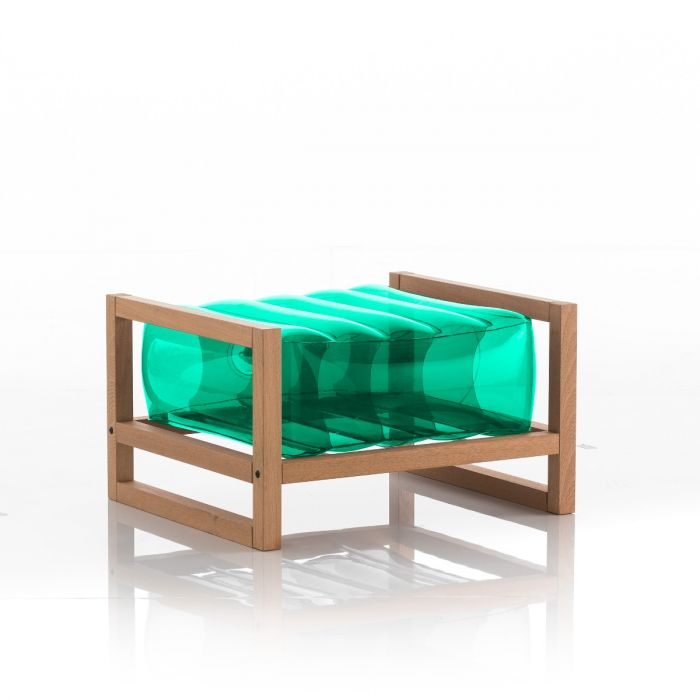 YOKO POUF EKO WOOD Frame CRYSTAL GREEN