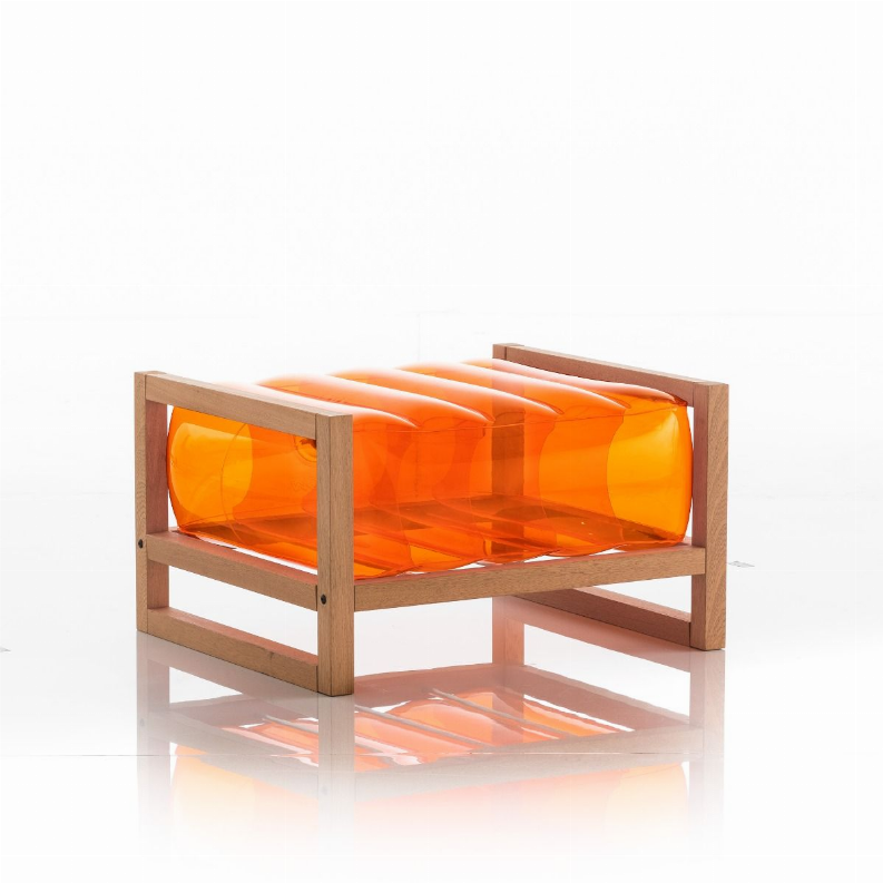 YOKO POUF EKO WOOD Frame CRYSTAL ORANGE