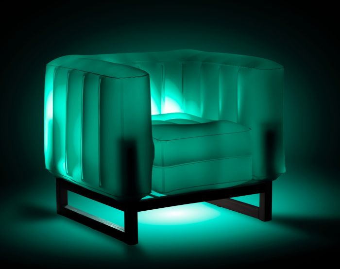 YOMI ARMCHAIR EKO WITH LIGHTING WOOD Frame GREEN TRANSLUCENT