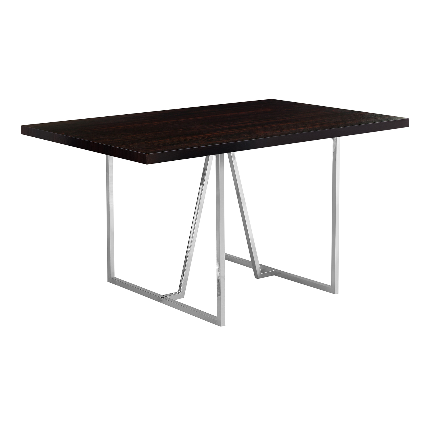 Dining Table - 36"X 60" / Cappuccino / Chrome Metal