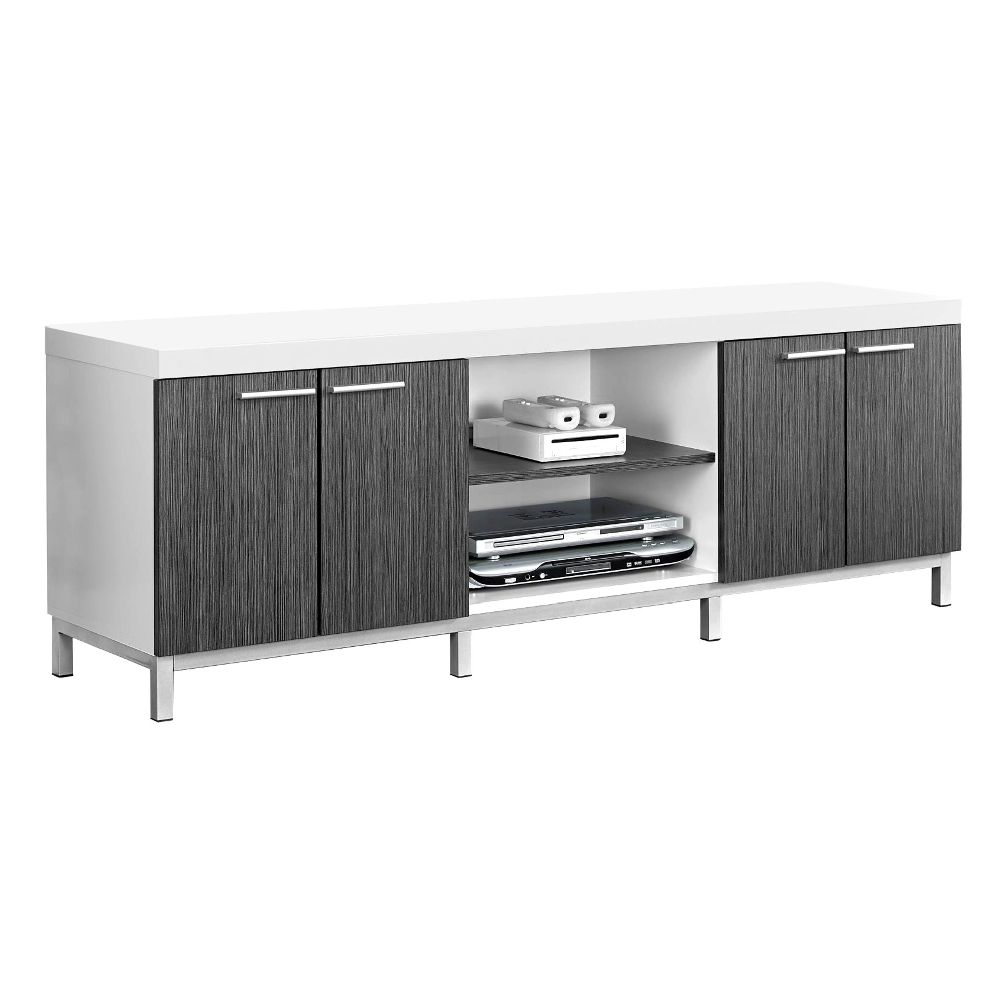 TV STAND - 60"L / WHITE / GREY