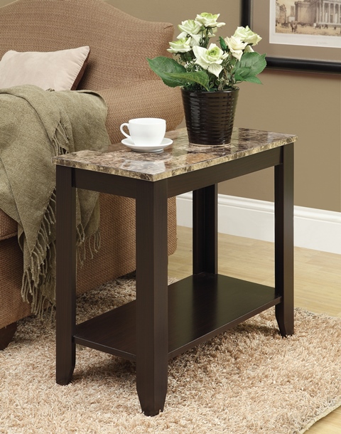 ACCENT TABLE - CAPPUCCINO / MARBLE TOP