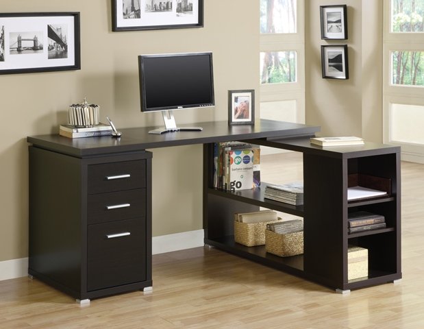 COMPUTER DESK - DARK BROWN LEFT OR RIGHT FACING CORNER