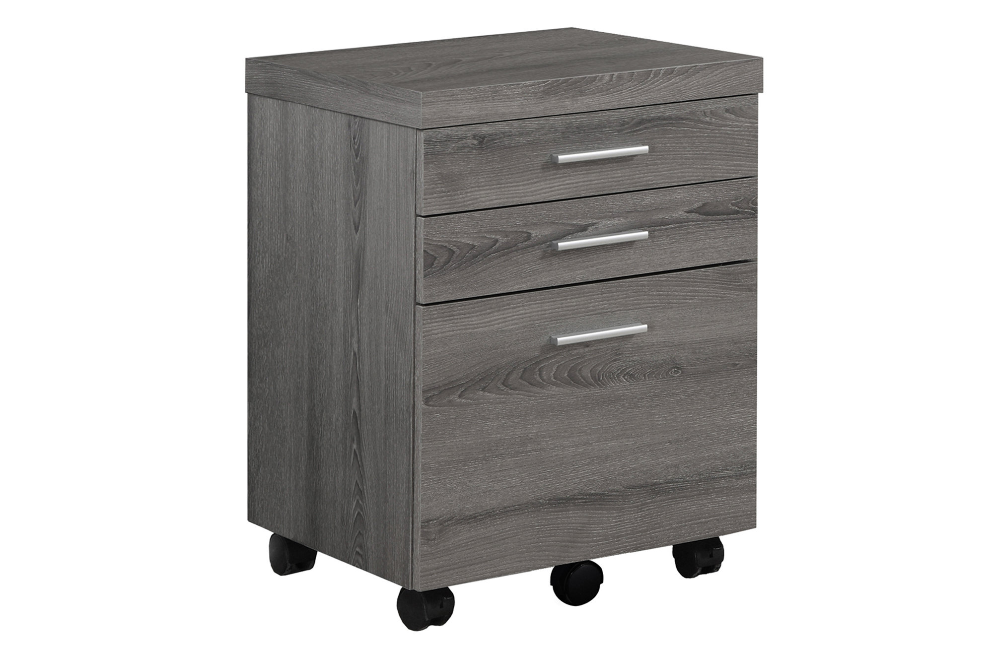 FILING CABINET - 3 DRAWER / DARK TAUPE ON CASTORS