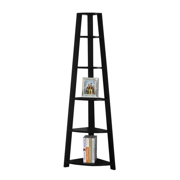 BOOKCASE - 72"H / BLACK CORNER ACCENT ETAGERE
