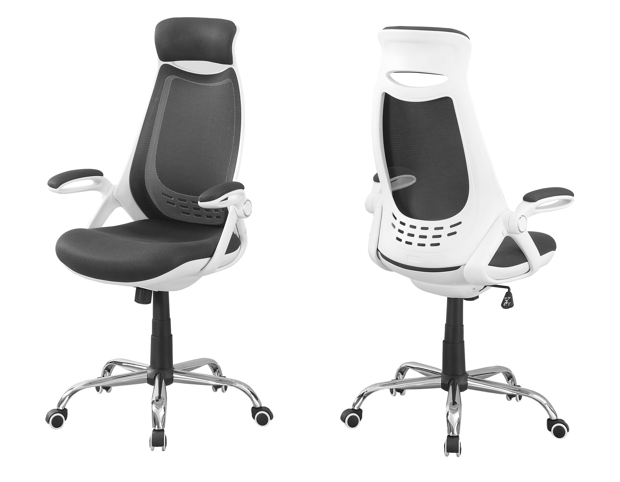Office Chair - White / Grey Mesh / Chrome High-Back Executive