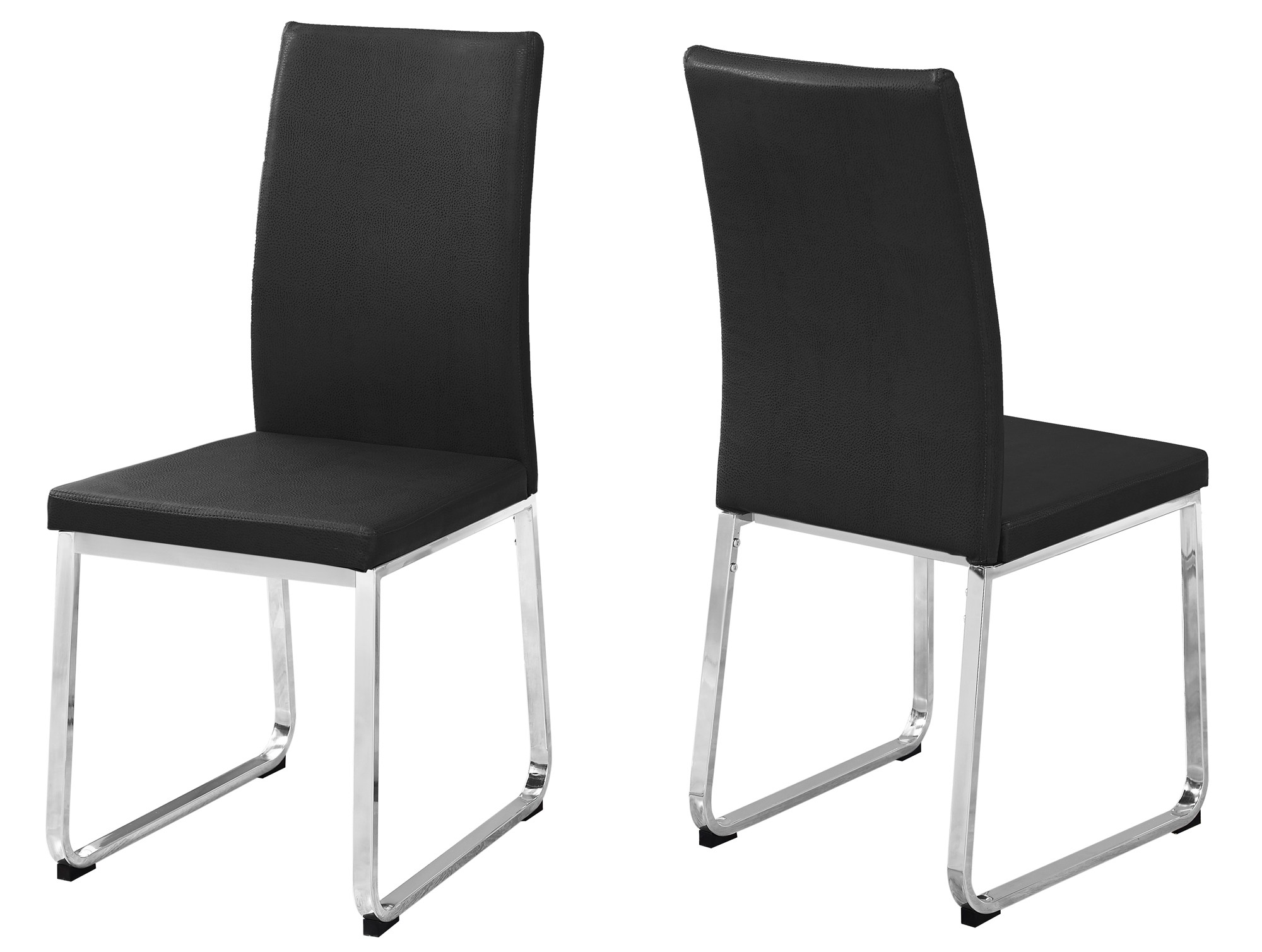 DINING CHAIR - 2PCS / 38"H / BLACK LEATHER-LOOK / CHROME