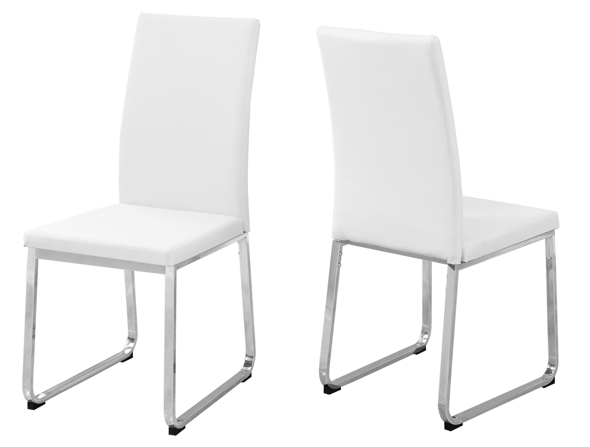 DINING CHAIR - 2PCS / 38"H / WHITE LEATHER-LOOK / CHROME
