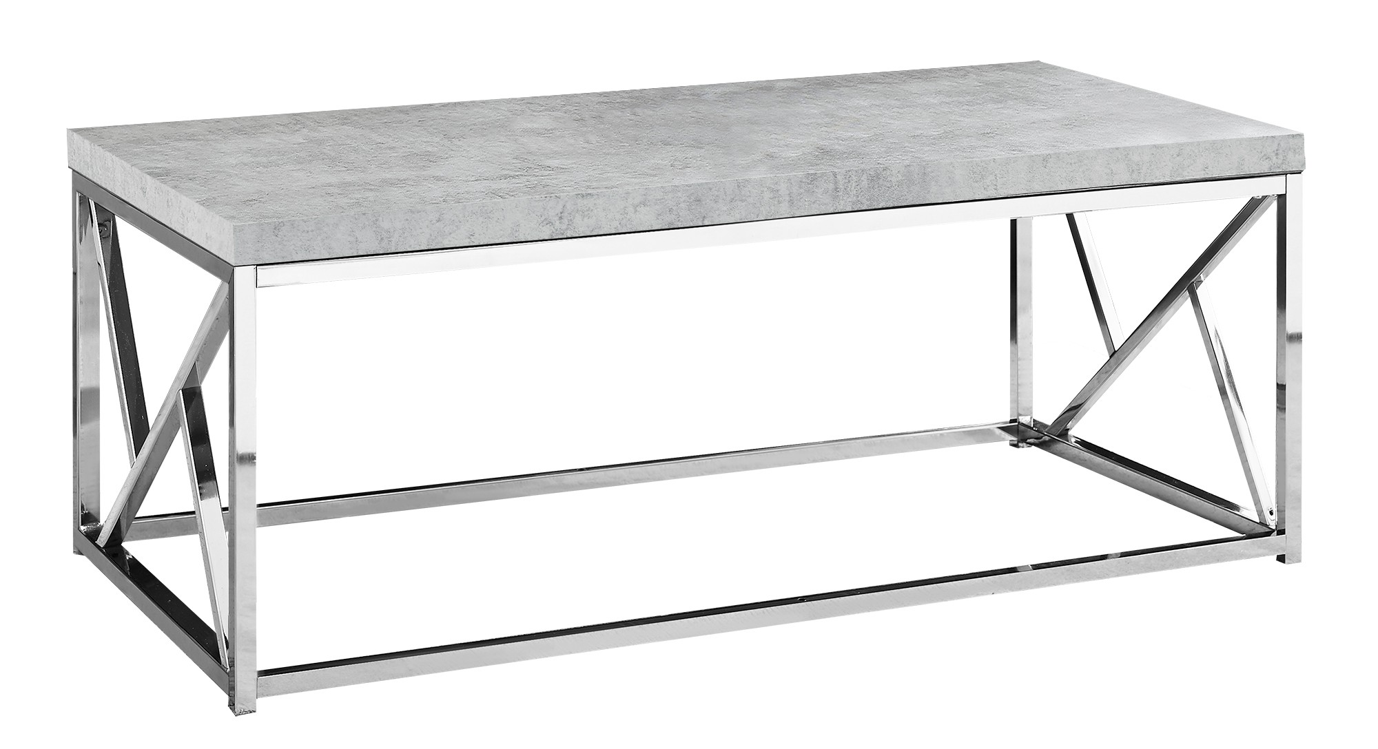 COFFEE TABLE - GREY CEMENT WITH CHROME METAL