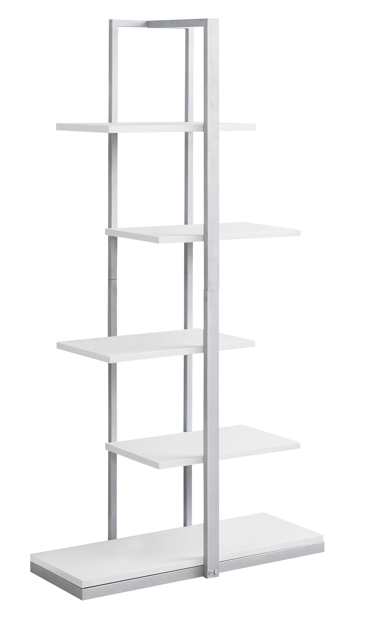 5 SHELF BOOKCASE - 60"H / WHITE / SILVER METAL