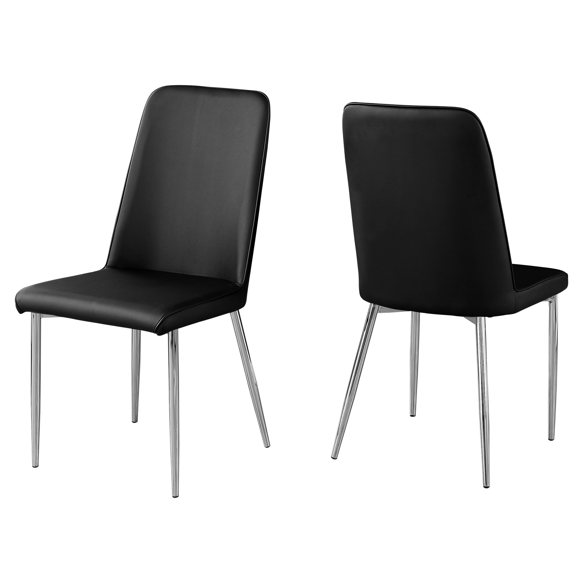 DINING CHAIR - 2PCS / 37"H / BLACK LEATHER-LOOK / CHROME