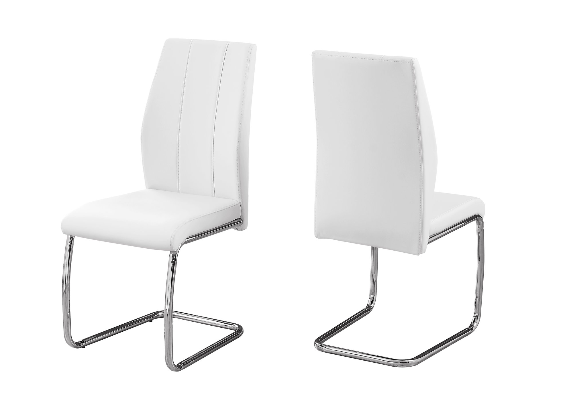 DINING CHAIR - 2PCS / 39"H / WHITE LEATHER-LOOK / CHROME