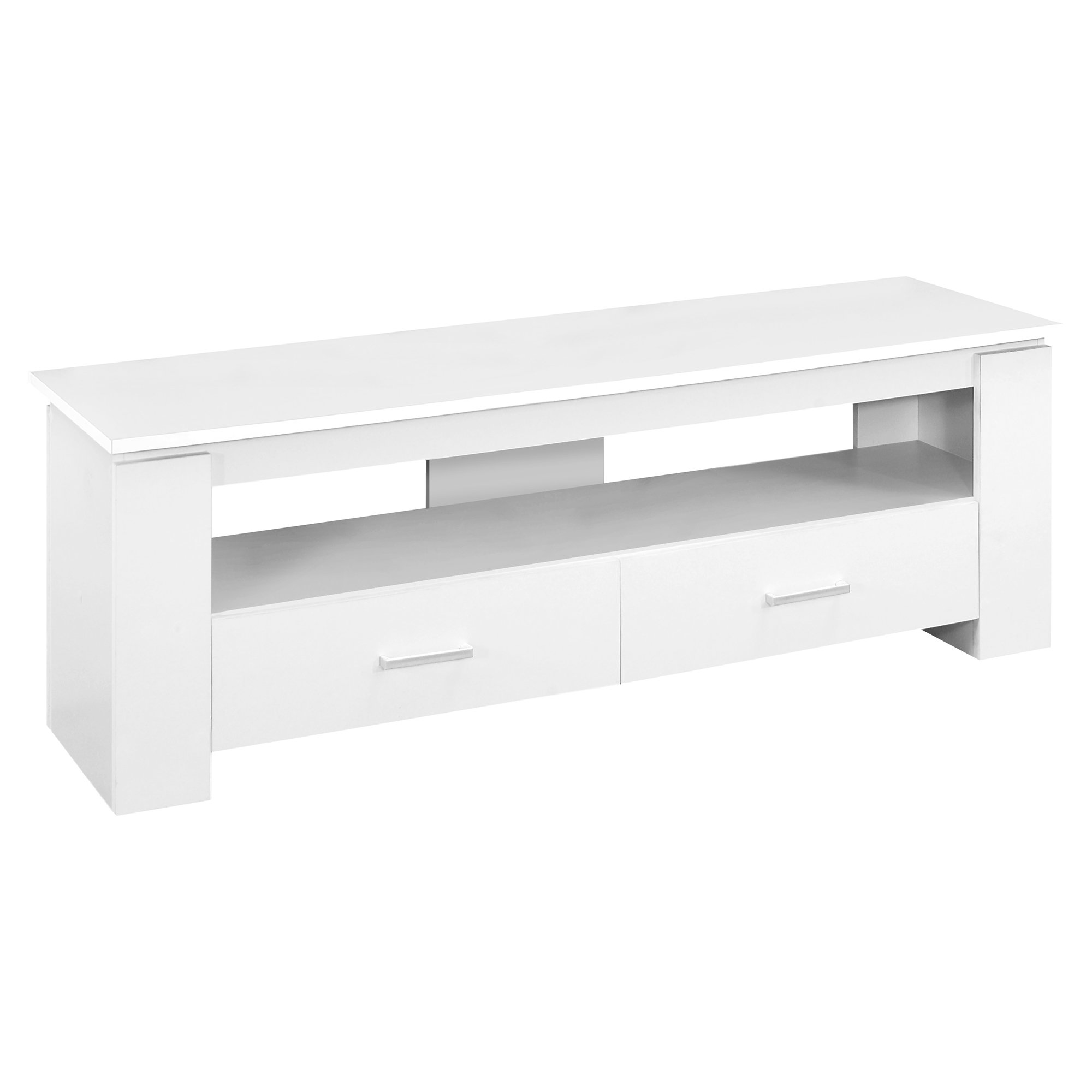 TV STAND - 48"L / WHITE WITH 2 STORAGE DRAWERS