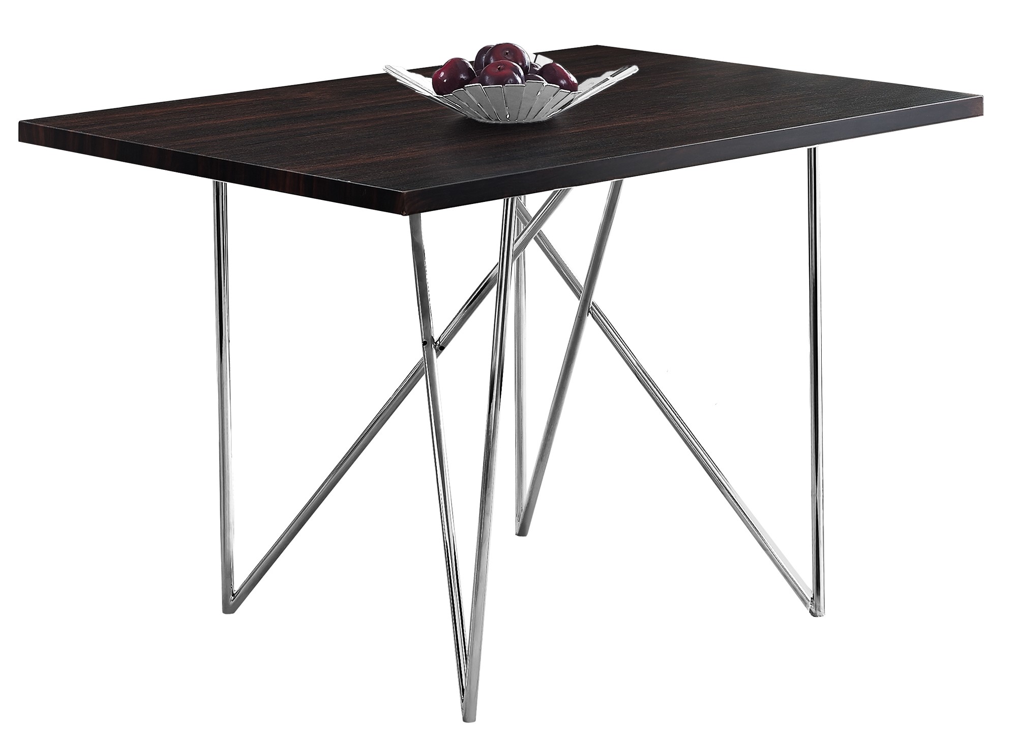 DINING TABLE - 32"X 48" / CAPPUCCINO / CHROME METAL