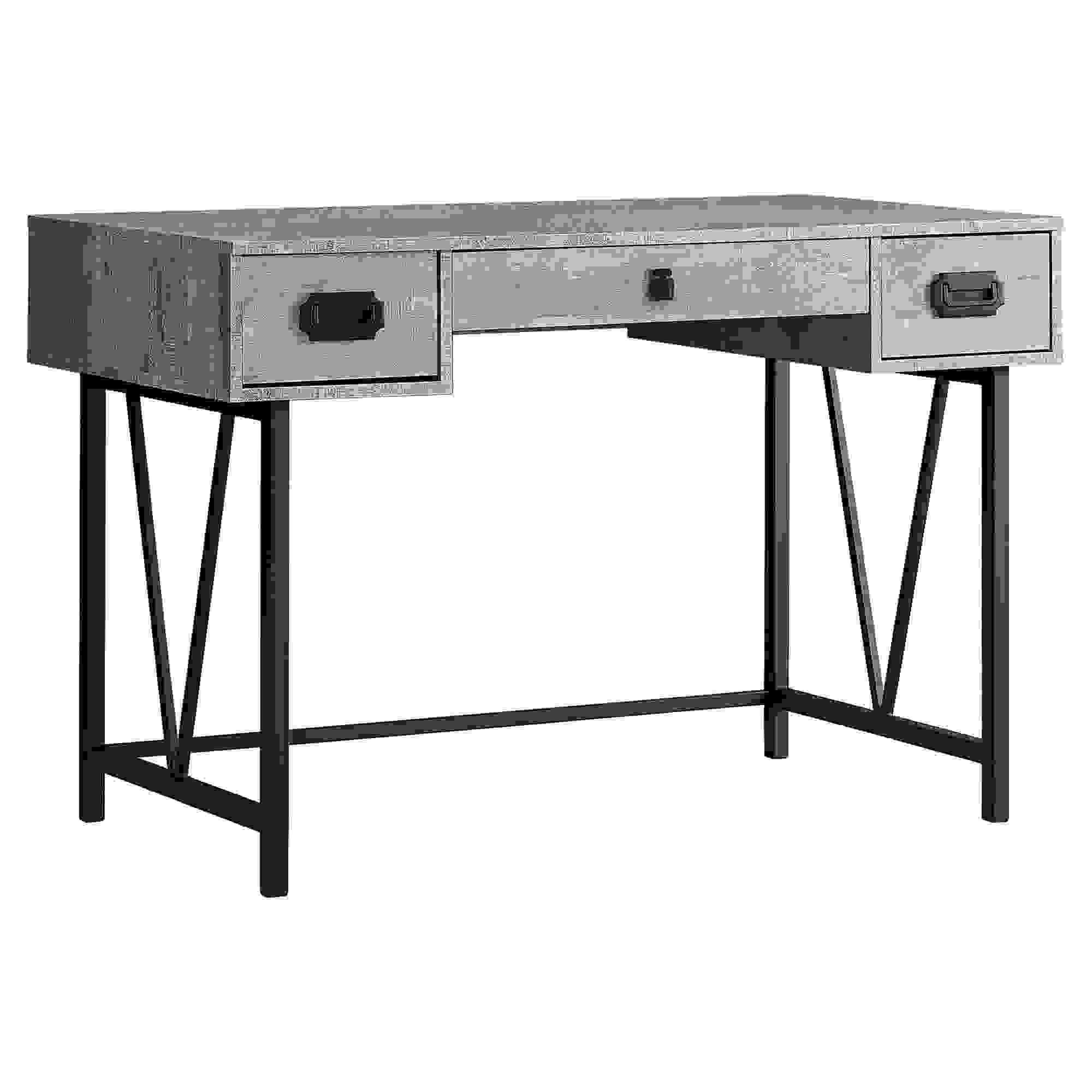 Computer Desk - 48"L / Taupe Reclaimed Wood Look /  Metal Base