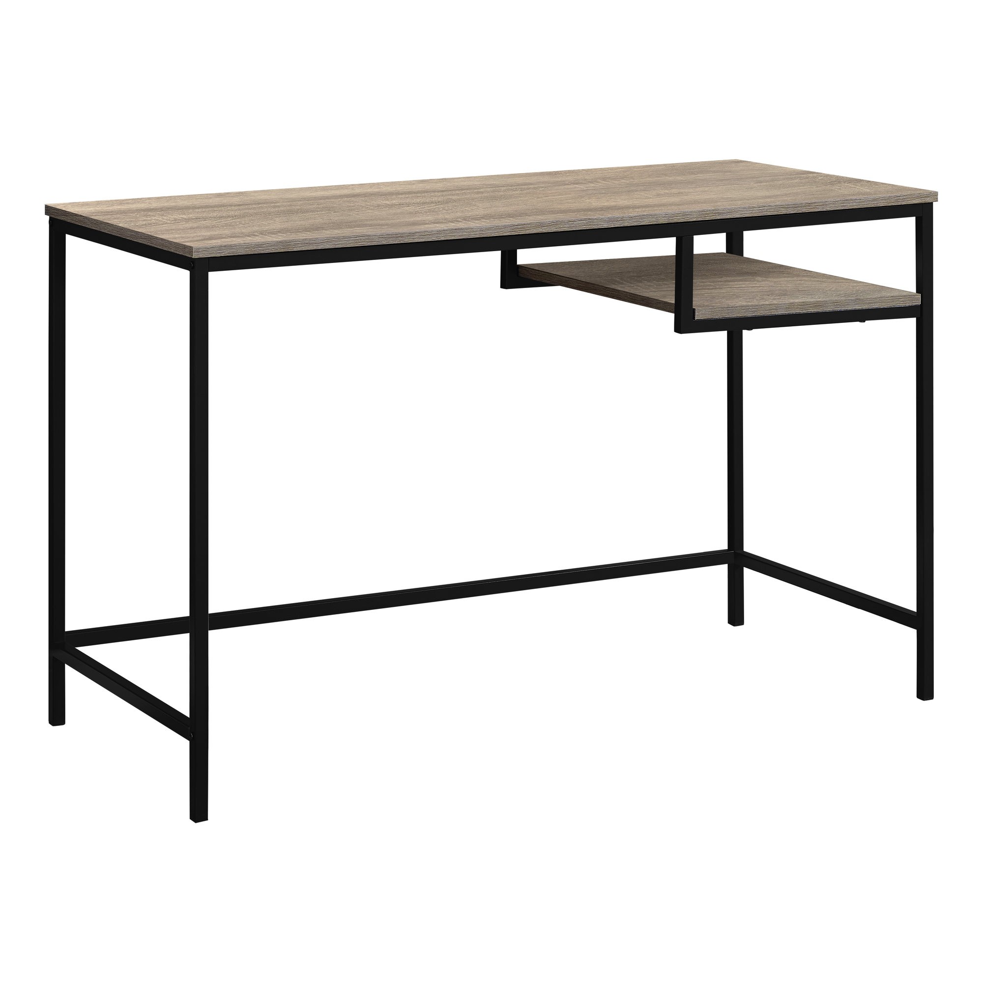 COMPUTER DESK - 48"L / DARK TAUPE / BLACK METAL WITH SHELF