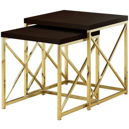 NESTING TABLE - 2PCS SET / CAPPUCCINO / GOLD METAL