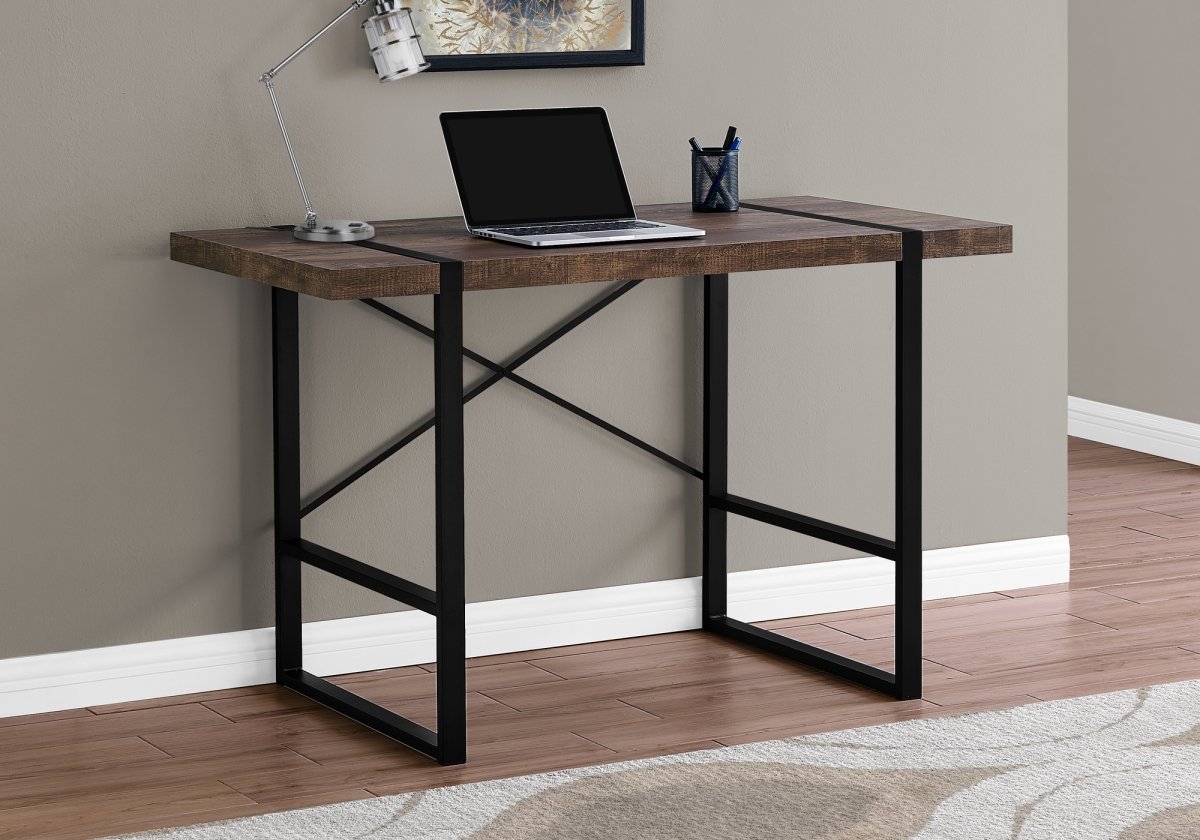 Computer Desk - 48"L / Brown Reclaimed Wood /  Metal Base