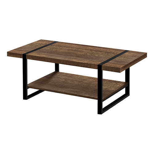 COFFEE TABLE - BROWN RECLAIMED WOOD-LOOK / BLACK METAL