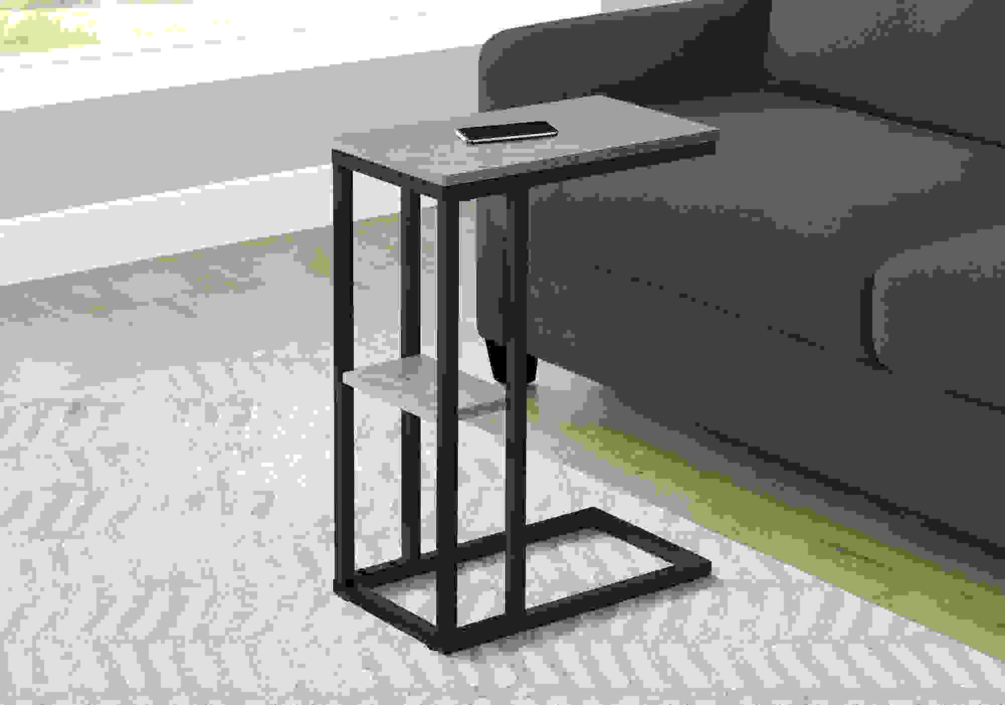 ACCENT TABLE - 25"H / GREY / BLACK METAL I 3671