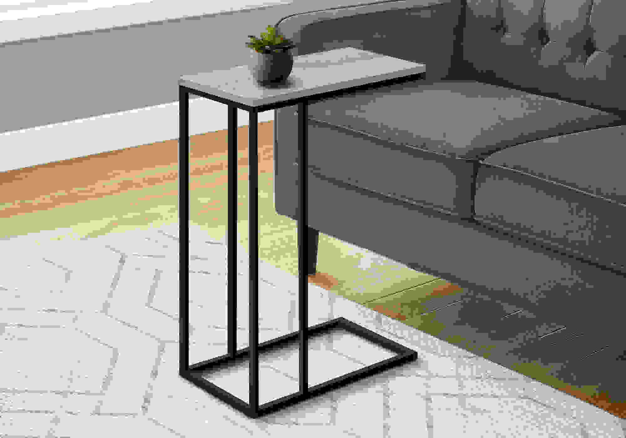 ACCENT TABLE - 25"H / GREY / BLACK METAL