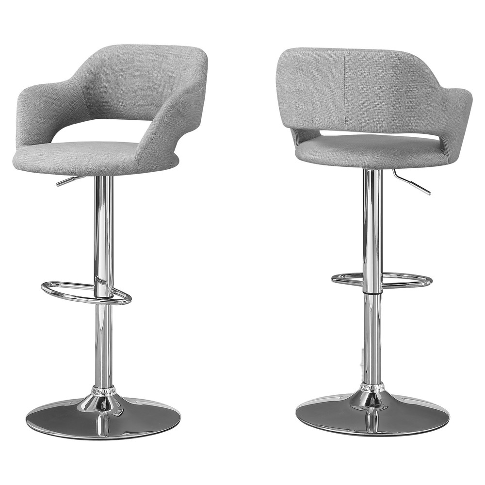 BARSTOOL - GREY FABRIC / CHROME METAL HYDRAULIC LIFT