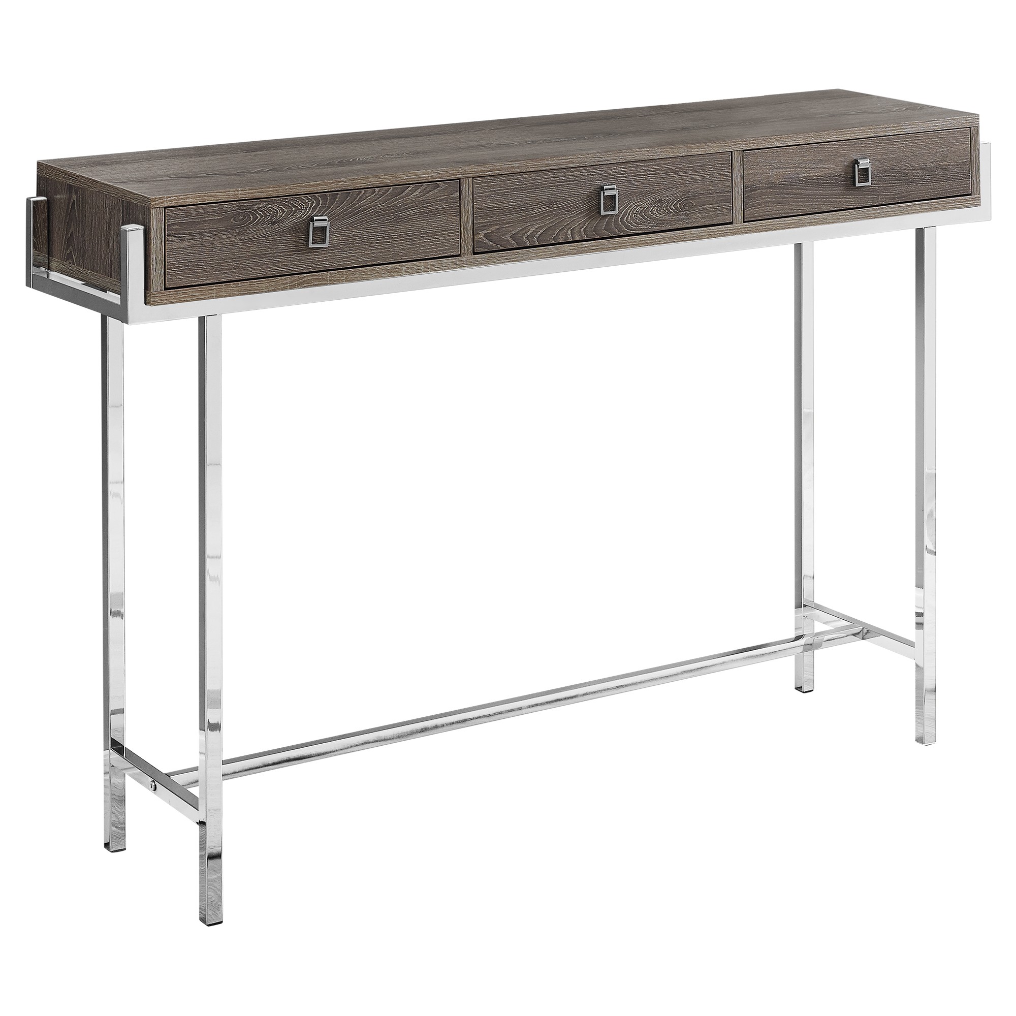 CONSOLE TABLE - 48"L / DARK TAUPE / CHROME METAL