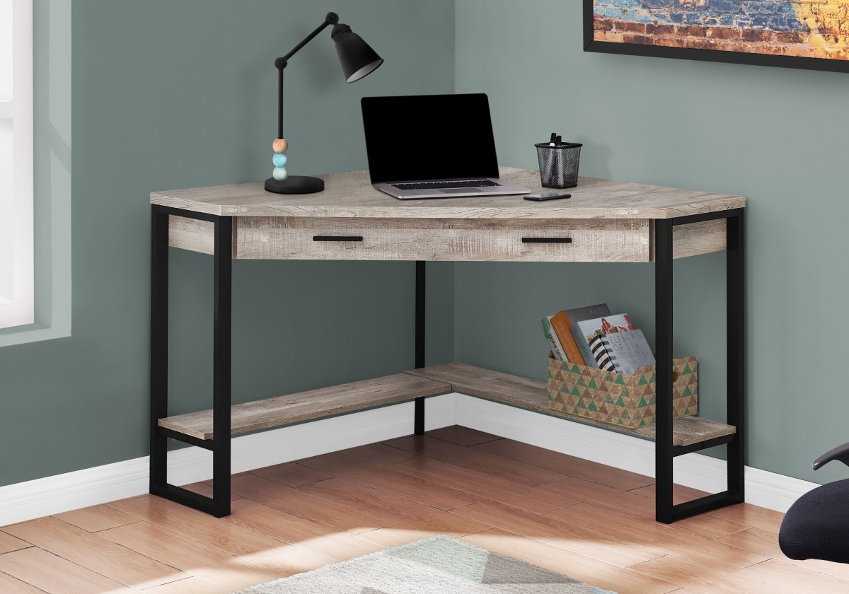 COMPUTER DESK - 42"L / TAUPE RECLAIMED WOOD CORNER