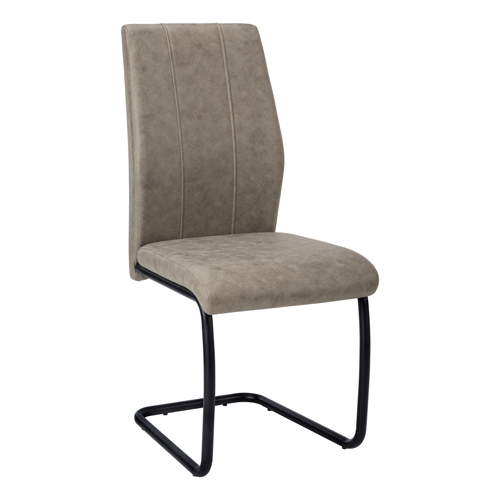 DINING CHAIR - 2PCS / 39"H / TAUPE FABRIC / BLACK METAL 