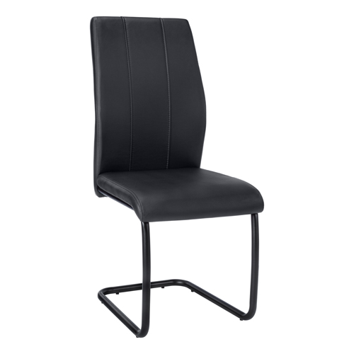 DINING CHAIR - 2PCS / 39"H / BLACK LEATHER-LOOK / METAL