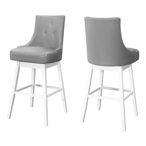 BARSTOOL - 2PCS / 46"H / GREY LEATHER-LOOK / SWIVEL "