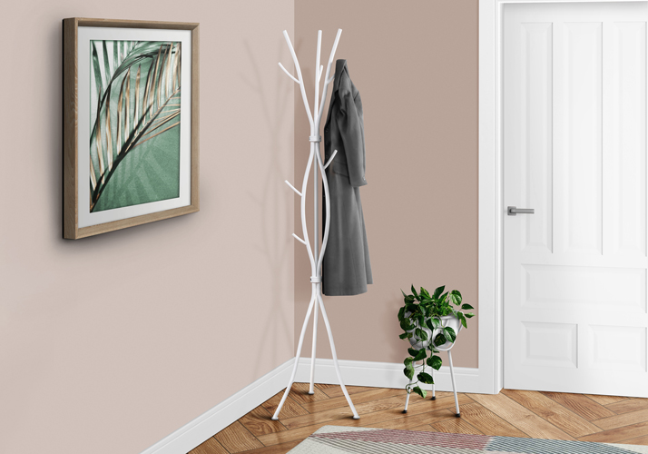 COAT RACK - 74"H / WHITE METAL