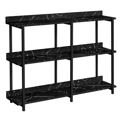 ACCENT TABLE - 48"L / BLACK MARBLE / BLACK METAL CONSOLE