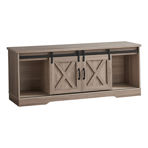 TV STAND - 60"L / DARK TAUPE WITH 2 SLIDING DOORS