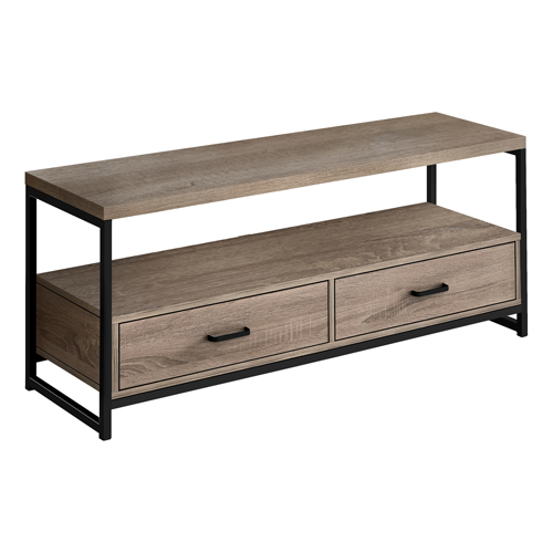 Tv Stand - 48"L, Dark Taupe In Black Metal