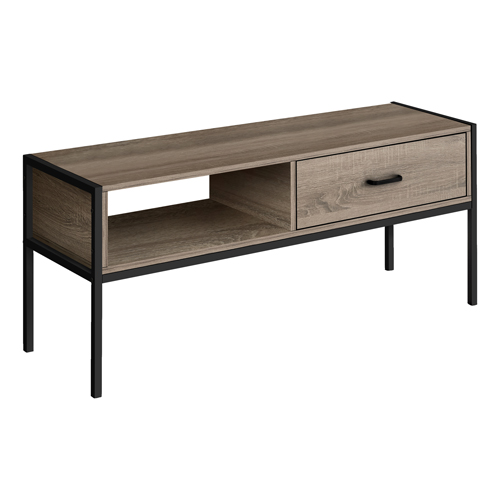 Tv Stand - 48"L, Dark Taupe, Black Metal