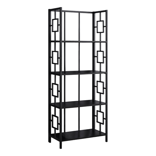 BOOKCASE - 62"H / BLACK / BLACK METAL ETAGERE