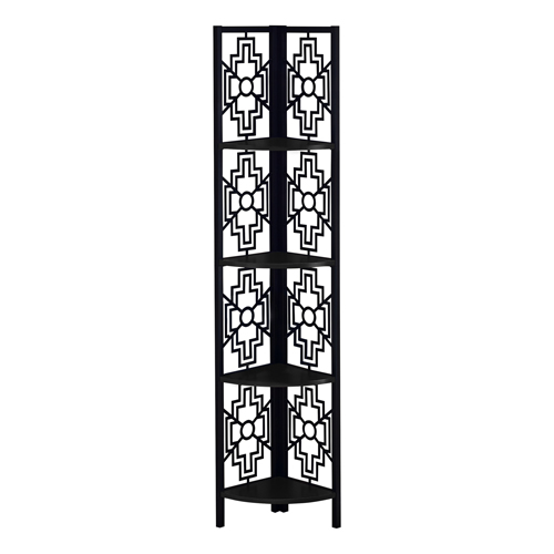 BOOKCASE - 62"H / BLACK / BLACK METAL CORNER ETAGERE