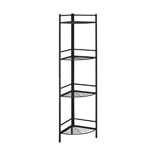 BOOKCASE - 58"H / BLACK METAL CORNER ETAGERE