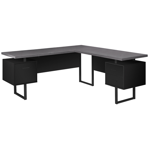 COMPUTER DESK - 70"L / BLACK / GREY TOP LEFT/RIGHT FACING