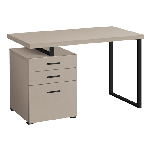 COMPUTER DESK - 48"L / MODERN TAUPE / BLACK METAL / L/R "